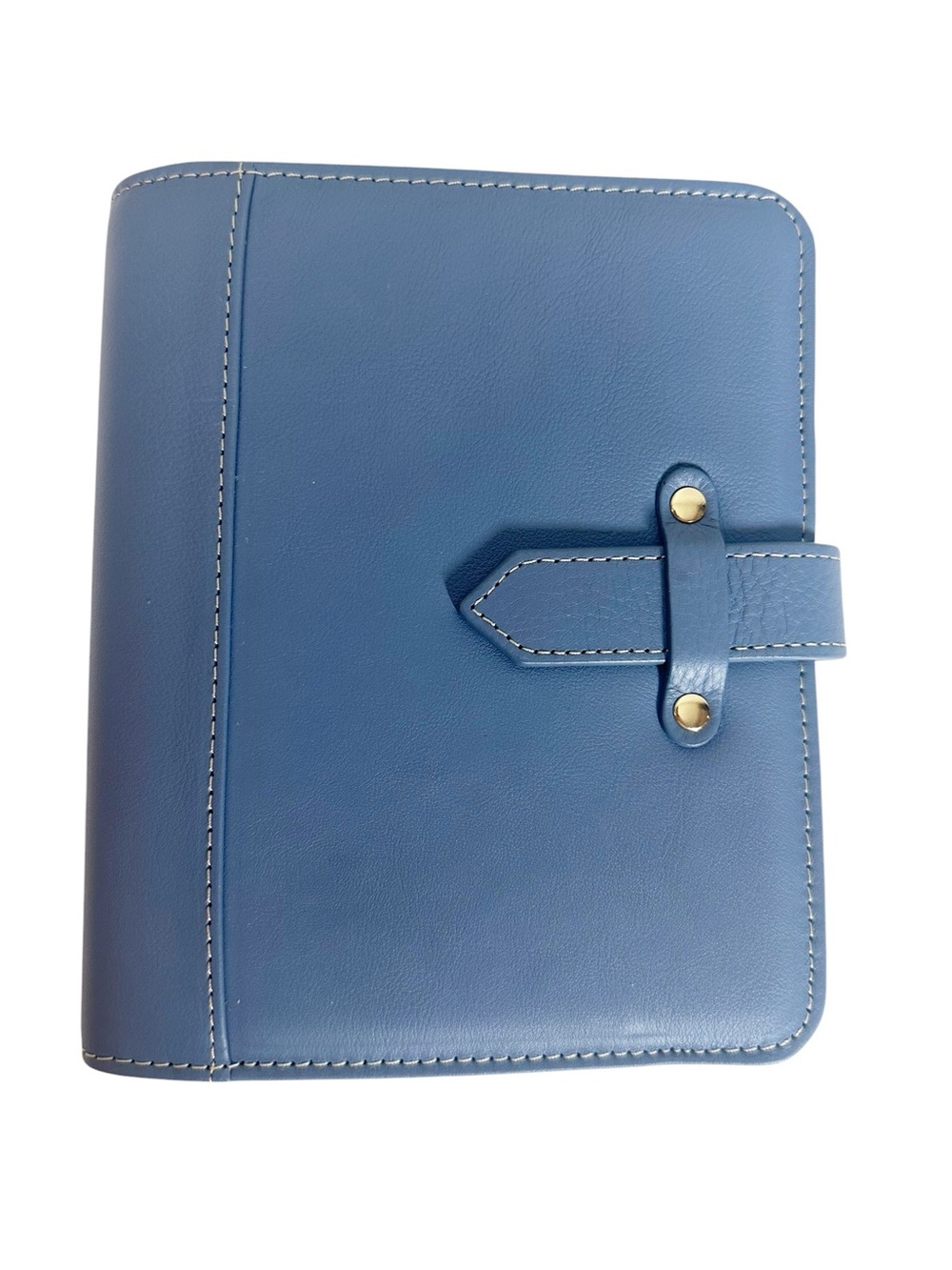 FRANKLIN COVEY Aurora Pebbled Leather Dusty Blue Strap Binder